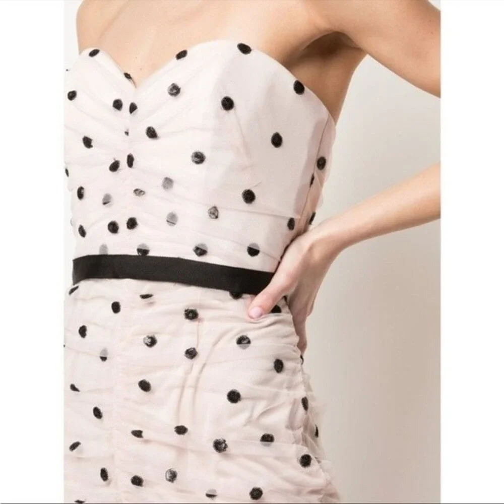 NEW NWT Marchesa Notte Strapless Sequin Polka Dot Tulle Dress
